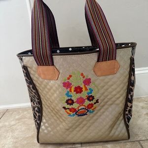 Consuela Tote Gold with Leopard